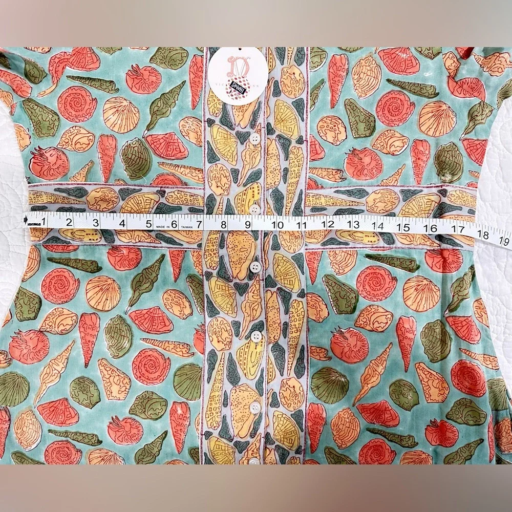 Victoria Dunn Green Floral Print Midi Dress with Coral and Yellow Accents - Picture 5 of 10